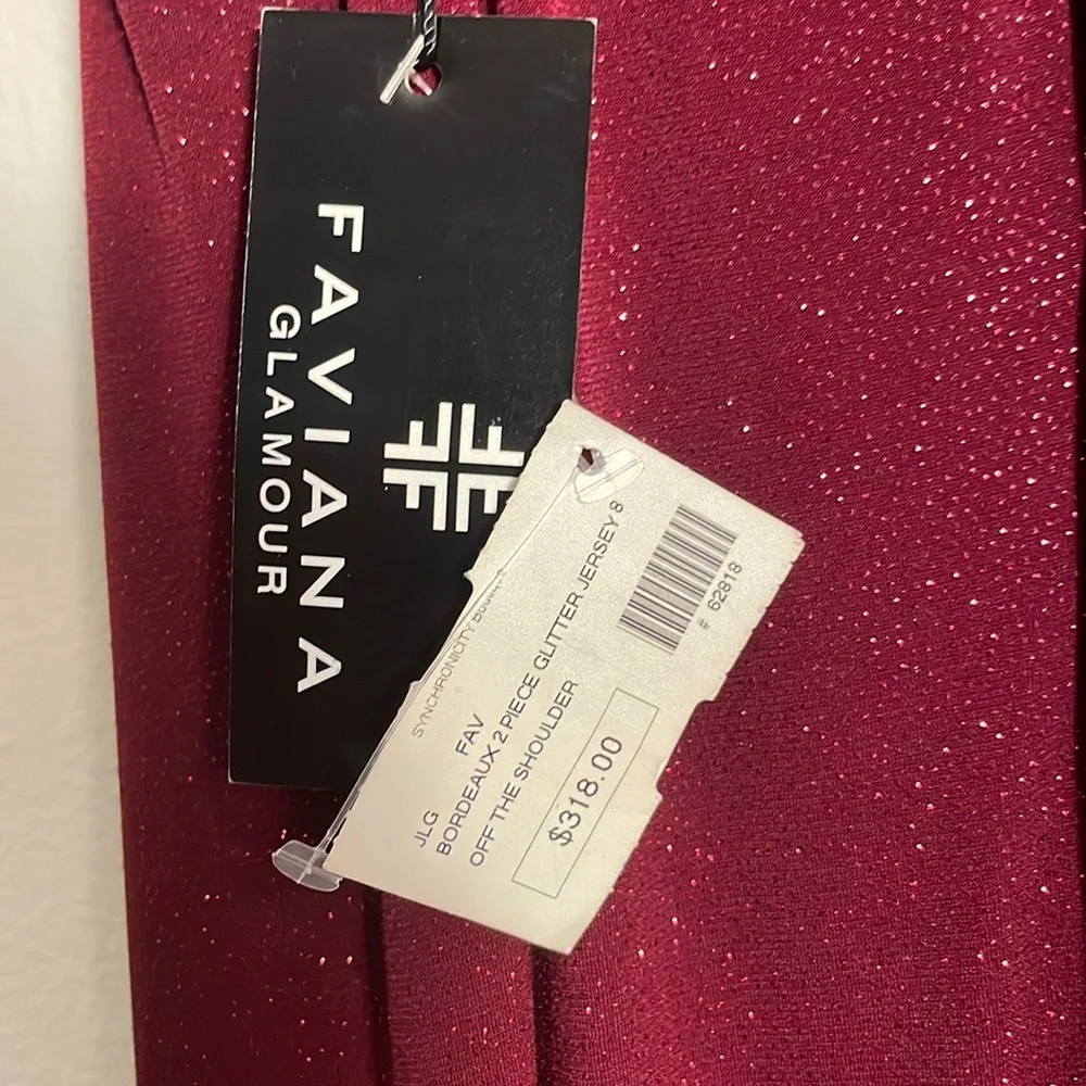 Size 8 Two-Piece Faviana Red Formal Gown - Picture 4 of 5